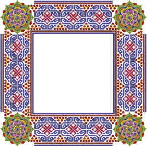 Square simple mandalas photo frame in rustic style made from summer flowers Square simple mandalas photo frame in rustic style made from summer flowers