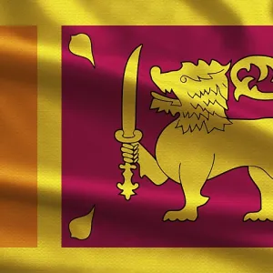 Sri Lanka flag waving with fabric texture Sri Lanka flag waving with fabric texture