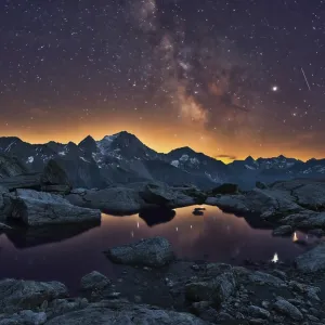 Starry sky with Milky Way, mountains of Uri Starry sky with Milky Way, mountains of Uri