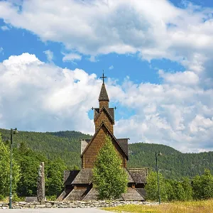 Stave Church crowned with crosses Stave Church crowned with crosses