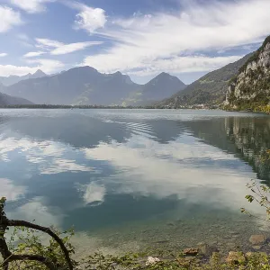 Steep northern shore of Lake Walen with view to the west Steep northern shore of Lake Walen with view to the west