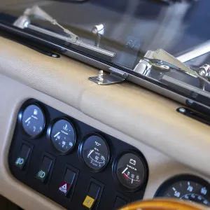 Steering Wheel and Instrument Panel on an Old Classic Car in Switzerland