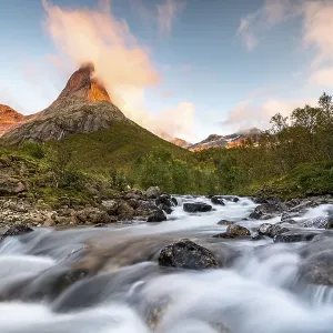 Stetind at sunset, Norwegian national mountain Stetind at sunset, Norwegian national mountain