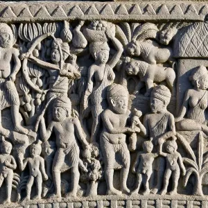 Stone carving, scenes of Buddha's life Stone carving, scenes of Buddha's life