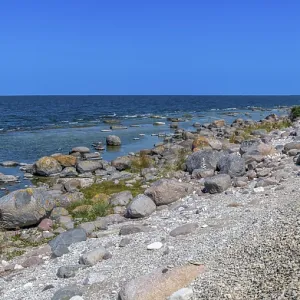 Stones on the shore of the island of Stora grundet on the northern tip of the Swedish Baltic Sea island of Oland