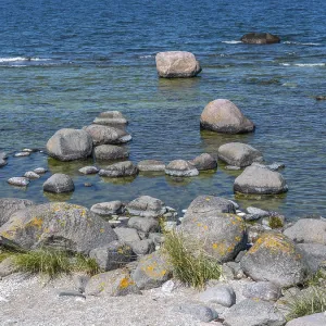 Stones on the shore of the island of Stora grundet on the northern tip of the Swedish island of Oland