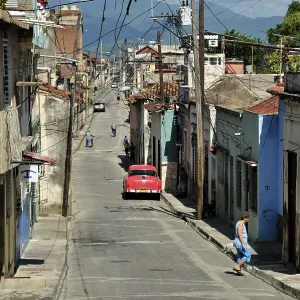 Street Scene in Santiago de Cuba Print, Cuba