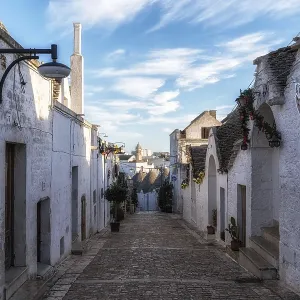 Empty streets of Alberobello in the morning