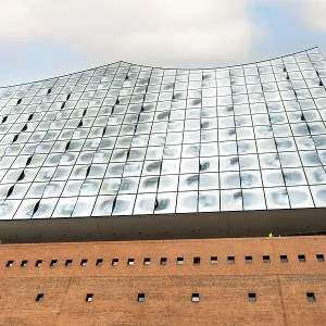 Striking modern glass facade of the Elbphilharmonie concert hall Striking modern glass facade of the Elbphilharmonie concert hall