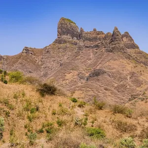 A striking mountain formation with rocks