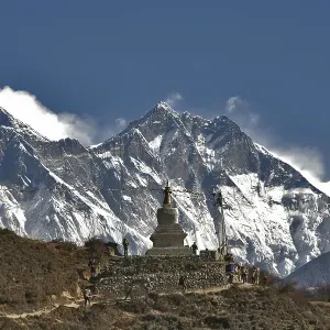 Stupa in front of the escarpment of Mt Everest Stupa in front of the escarpment of Mt Everest