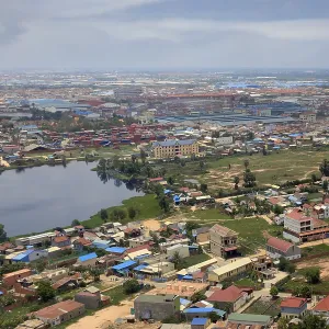 Suburb of Phnom Penh top view. Cambodia