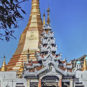 La Pagode Sule, Rangoun, Yangon, Birmanie, Myanmar, Asie 1982