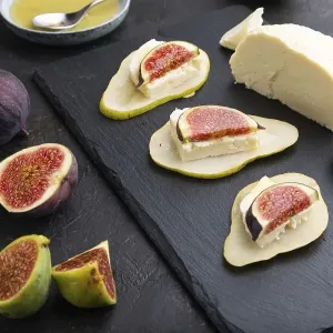 Summer appetizer with pear, cottage cheese Summer appetizer with pear, cottage cheese