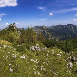At the summit of Hochbuehel with a view of Hochwieskopf and Egelseehoerndl