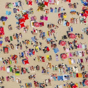 Sundown Beach, bathers on towels at Escher lake Sundown Beach, bathers on towels at Escher lake