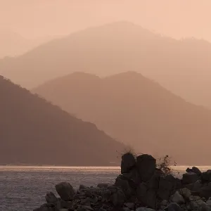 Sunset over Banderas Bay and the Sierra Madre mountains near Puerto Vallarta