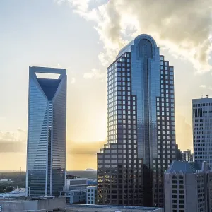 Sunset over charlotte city skyline of north carolina Sunset over charlotte city skyline of north carolina
