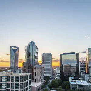 Sunset over charlotte city skyline of north carolina Sunset over charlotte city skyline of north carolina