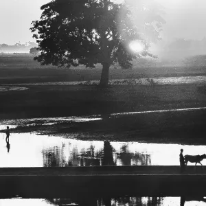 Sunset, children at a lake, Pagan Sunset, children at a lake, Pagan