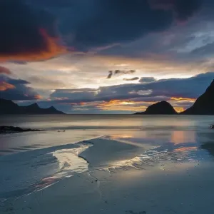 Sunset at the coast, near Haukland