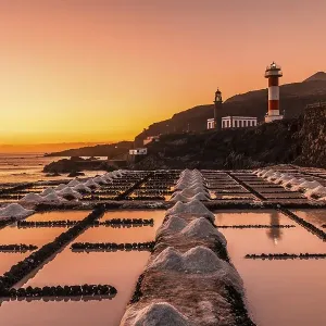 Sunset at the Fuencaliente Lighthouse on the route of the volcanoes south of the island of La Palma Sunset at the Fuencaliente Lighthouse on the route of the volcanoes south of the island of La Palma