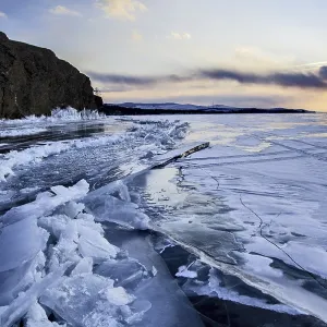 Sunset on ice, Lake Baikal, Olkhon Island Sunset on ice, Lake Baikal, Olkhon Island