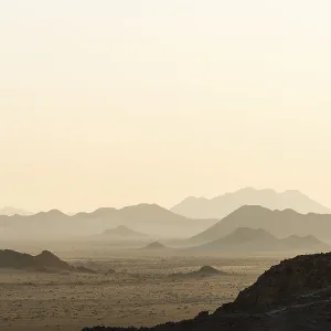 Sunset over the mountains of the Namib Desert