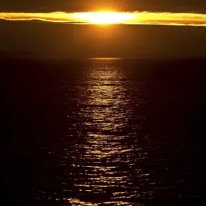 Sunset reflected in sea, Hinlopenstretet