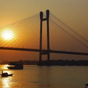 Sunset at Vidyasagar Setu new second bridge over Hooghly river