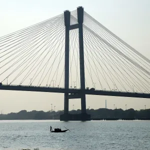 Sunset at Vidyasagar Setu new second bridge over Hooghly river