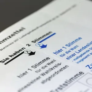 Symbol image of the Bundestag election Germany : Close-up of a ballot paper