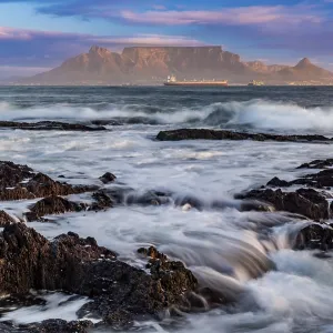 Table Mountain in evening light as seen from Blouberg Beach