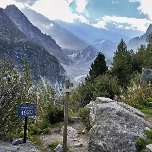 Table showing the glacier status from 1820 from the Mer de Glace glacier Table showing the glacier status from 1820 from the Mer de Glace glacier