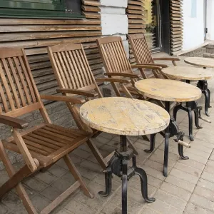 Tables and chairs in a street cafe Tables and chairs in a street cafe