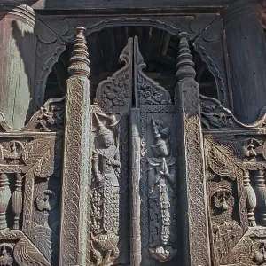 Teak door with rich carving, Bagaya Kyaung Teak door with rich carving, Bagaya Kyaung