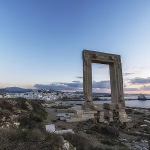 Temple of Apollo scenic viewpoint with the sunset view over Naxos