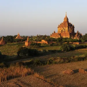 Temples and pagodas in the evening light