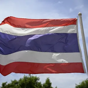 Thai flag in front of the Grand Palace Thai flag in front of the Grand Palace