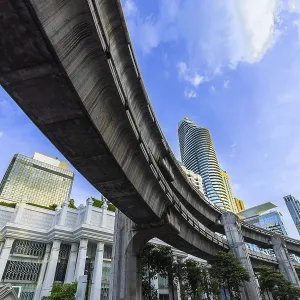 Thailand, Bangkok downtown business and financial district panoramic skyline