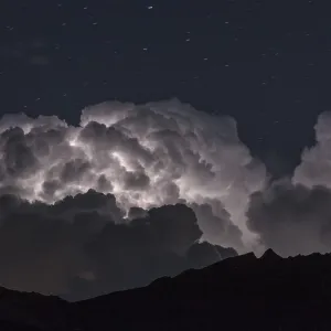 Thunderstorm in the night sky, view from the Tre Cime di Lavaredo area