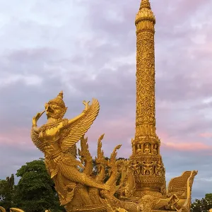 Thung Si Muang Park, Mueang, Garuda figure in front of the Golden Giant Candle