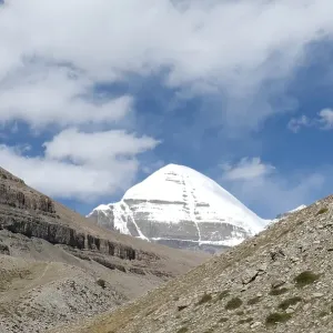 Tibetan Buddhism, snow-covered holy Mount Kailash Tibetan Buddhism, snow-covered holy Mount Kailash