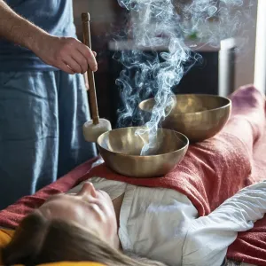Tibetan singing bowl in sound therapy