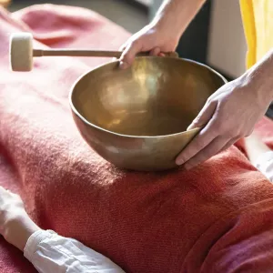 Tibetan singing bowl in sound therapy