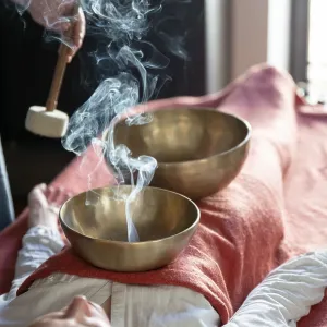 Tibetan singing bowl in sound therapy