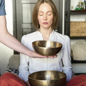 Tibetan singing bowl in sound therapy