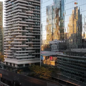 Toronto Cityscape Print: Glass Facades at Sunset