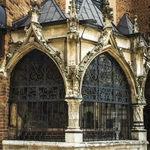 Tourist architectural attractions in the market square of Krakow