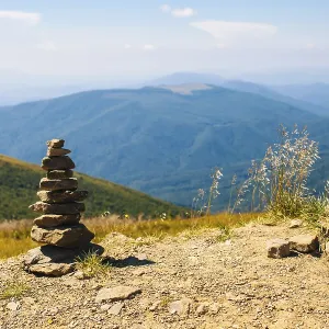 The tower from pebbles on the mountain peak